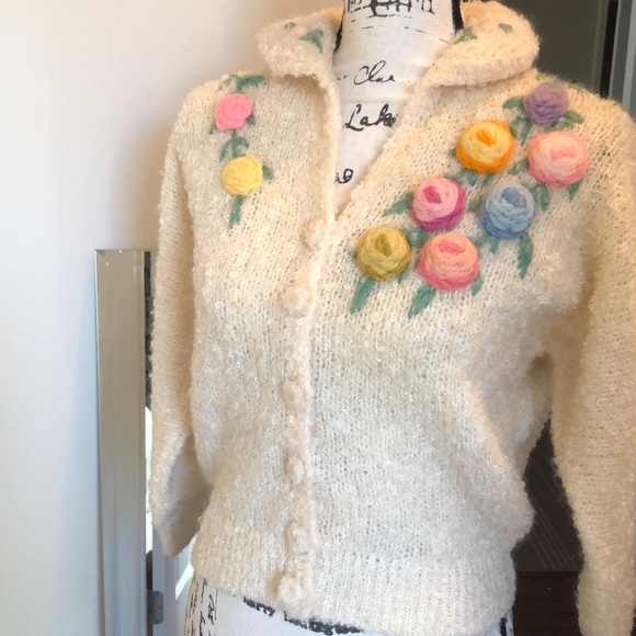 Beautiful Vintage Bullocks Sweater Button Front Cardigan Collar Small Medium S/M - Picture 6 of 9